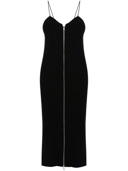Midi haljina s patentnim zatvaračem Jil Sander crna