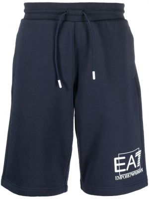 Pantaloncini sportivi con stampa Ea7 Emporio Armani blu