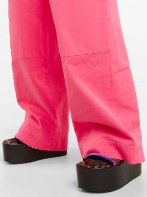 Bavlněné cargo kalhoty s vysokým pasem Dries Van Noten růžové