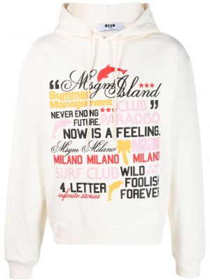 Pamučna hoodie s kapuljačom s printom Msgm bijela