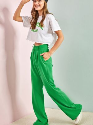 Spodnie relaxed fit Bianco Lucci zielone