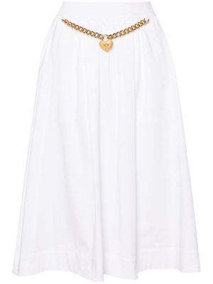 Midi sukně se srdcovým vzorem Moschino bílé