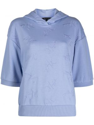 Tričko s potiskem s kapucí Armani Exchange - modrá