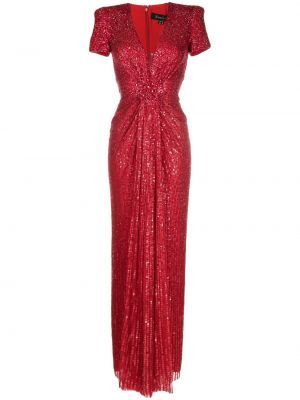 Sukienka wieczorowa z dekoltem w serek Jenny Packham czerwona