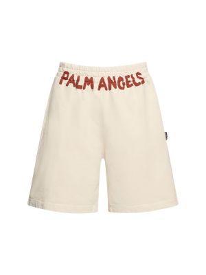 Bavlněné sportovní kalhoty Palm Angels bílé