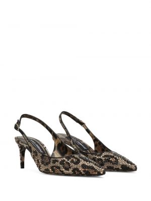 Raštuotos aukštakulniai leopardinės slingback Dolce & Gabbana