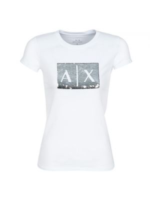 Koszulka slim fit z krótkim rękawem bawełniana Armani Exchange biała