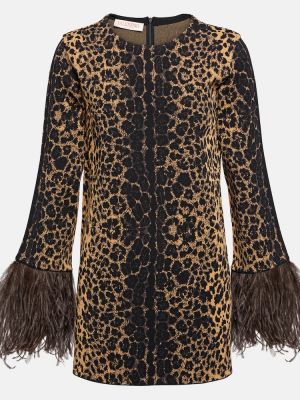 Maglione con piume con stampa leopardato Valentino marrone