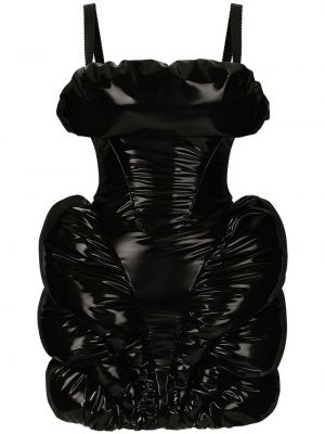 Hedvábné koktejlové šaty na zip s volány Dolce & Gabbana - černá