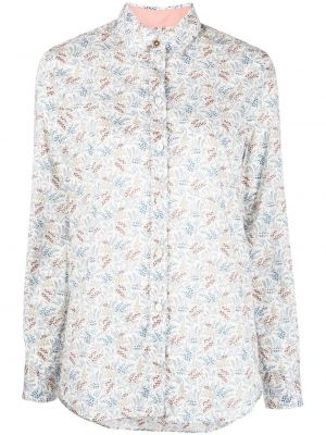 Bombažna srajca s cvetličnim vzorcem s potiskom Paul Smith bela