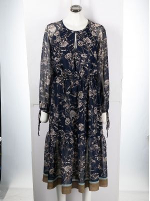 Květinové midi šaty s potiskem Semicouture modré