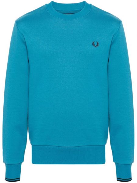 Medvilninis siuvinėtas džemperis Fred Perry mėlyna