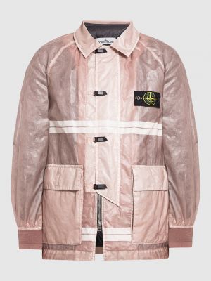 Вишита куртка з принтом Stone Island рожева