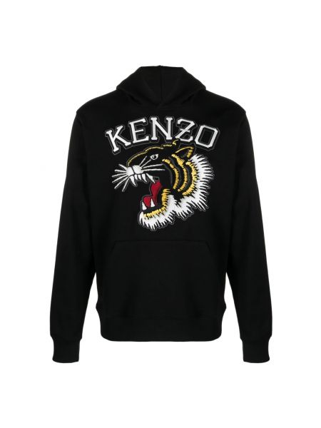 Bluza z kapturem w tygrysie prążki Kenzo czarna