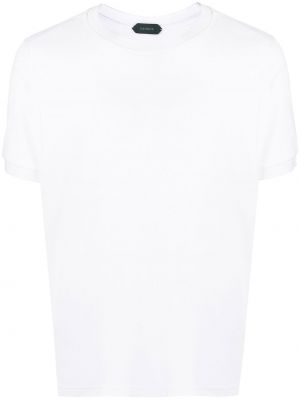 Kokvilnas t-krekls ar apaļu kakla izgriezumu Zanone balts