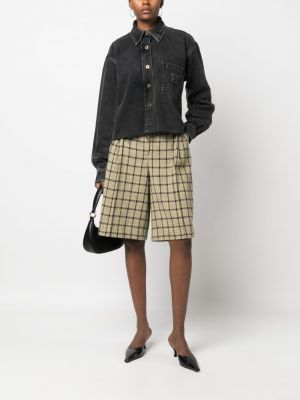 Džínová bunda s výšivkou Miu Miu černá