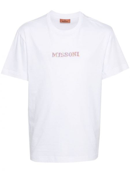 Haftowana koszulka bawełniana Missoni biała