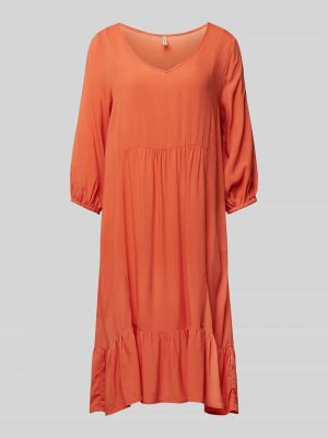 Sukienka midi z dekoltem w serek Soyaconcept pomarańczowa