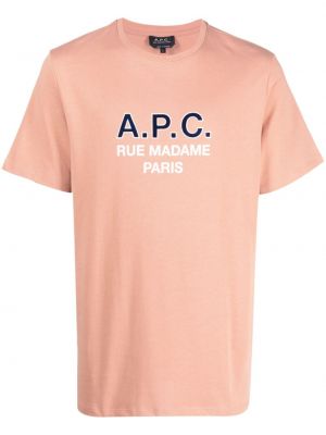 Bavlnené tričko s potlačou A.p.c. oranžová