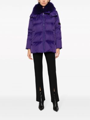 Péřová bunda s kapucí Yves Salomon fialová