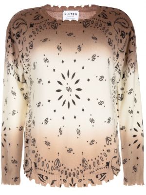 Kašmírový sveter s potlačou s paisley vzorom Kujten