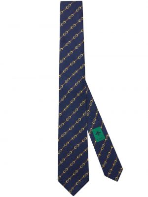 Копринена вратовръзка с принт Gucci синьо
