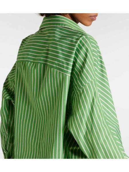 Bombažna srajca s črtami Dries Van Noten zelena