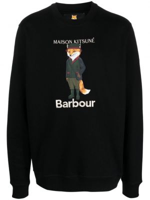 Raštuotas medvilninis džemperis Barbour juoda