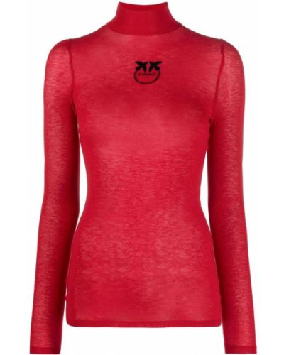 Jersey con estampado de cuello vuelto de tela jersey Pinko rojo