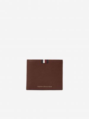 Kožená kožená peňaženka Tommy Hilfiger hnedá