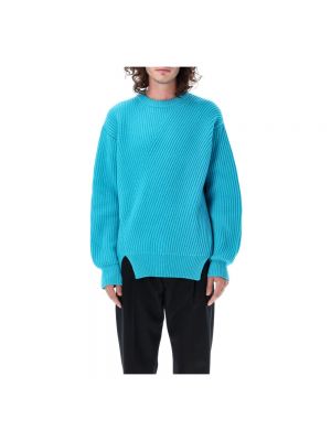 Sweter pleciony Jil Sander niebieski