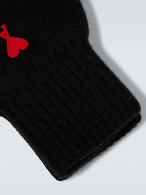 Vlněné rukavice Ami Paris černé