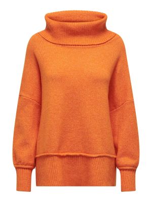 Oversize дълъг пуловер Only оранжево