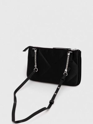 Satynowa torba na ramię w jednolitym kolorze Calvin Klein czarna