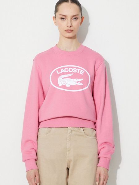 Βαμβακερή μπλούζα Lacoste ροζ