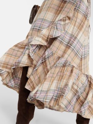 Robe mi-longue en lin à carreaux Polo Ralph Lauren