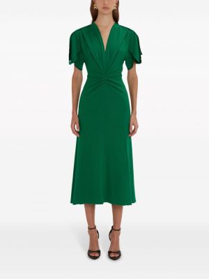 Sukienka koktajlowa z dekoltem w serek Victoria Beckham zielona