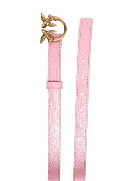 Cinturón de cuero de estampado de serpiente Pinko rosa