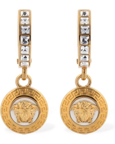 Krištáľové náušnice Versace zlatá