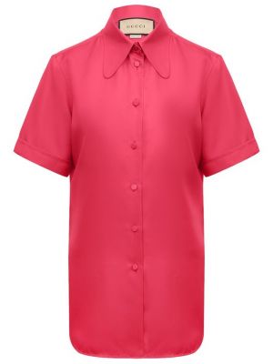 Розовая шелковая рубашка Gucci