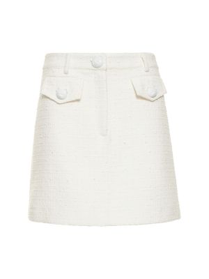 Mini falda de algodón de tweed Moschino blanco