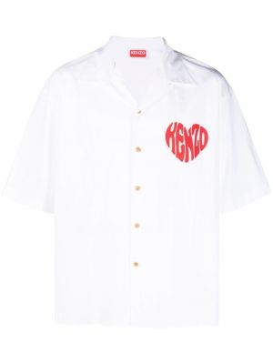 Bavlnená košeľa s potlačou Kenzo biela