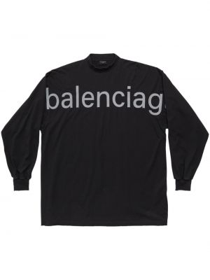 Tricou cu imprimeu din bumbac cu mâneci lungi cu decolteu rotund Balenciaga