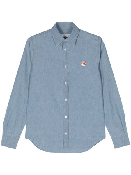 Βαμβακερό πουκάμισο Maison Kitsuné μπλε