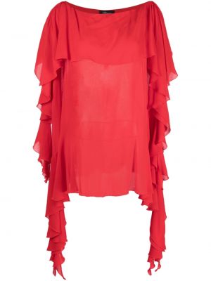 Прозрачна блуза с драперии Blumarine червено