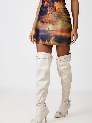 Атласная юбка мини с принтом с абстрактным узором Prettylittlething черная
