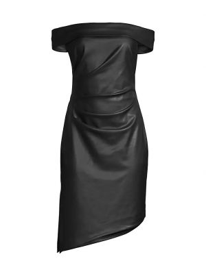 Кожаное платье мини Milly черное