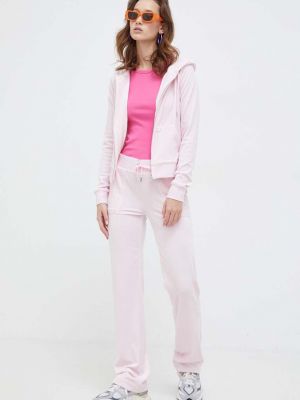 Welurowe spodnie sportowe z kieszeniami Juicy Couture różowe