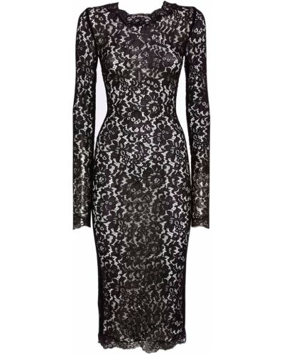 Krajkové přiléhavé midi šaty Dolce & Gabbana černé