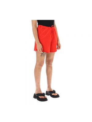 Pantalones cortos de algodón Ganni rojo